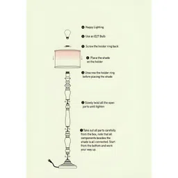 green girgit Brown & White Printed Wooden Cylinder Shaped Floor Lamp image 2