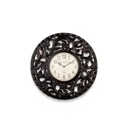 green girgit Brown & White Textured Contemporary Wall Clock image 2