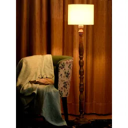 green girgit Brown & White Traditional Floor Lamp With Shade-picture-34