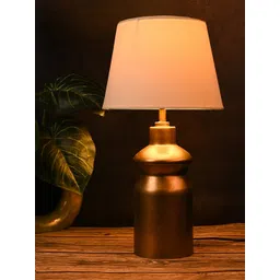 green girgit Copper & White Frustum Shape Copper Base Table Lamp-image-25