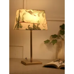 green girgit Cream-Coloured Printed Metal Frusturical Shaped Table Lamp with Bulb-image-20