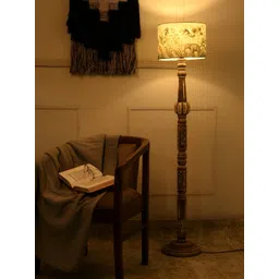 green girgit Green & Brown Printed Wooded Floor Lamps-picture-40
