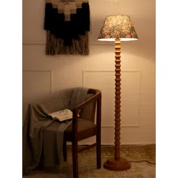 green girgit green girgitGreen & Brown Printed Wooden Frustum Shaped Floor Lamp-picture-31