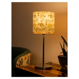 Green Girgit Metal Chrome Finish Lamp with Multicolor Gardenia Shade-image-39