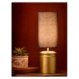 Green Girgit Metal Golden Table Lamp with Dark Forest Shade-image-48