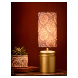 Green Girgit Metal Golden Table Lamp with Motives Printed Shade-image-49