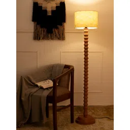 green girgit Mustard & Brown Printed Wooden Cylindrical Shaped Floor Lamp-picture-40