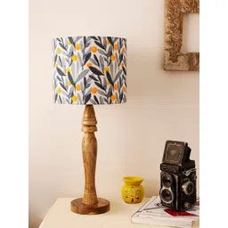 green girgit Off-White & Blue Leaf Printed Contemporary Table Lamp-picture-20