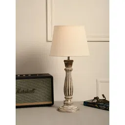 green girgit Off White Wood Frusturical Shaped Table Lamp with Bulb-picture-25