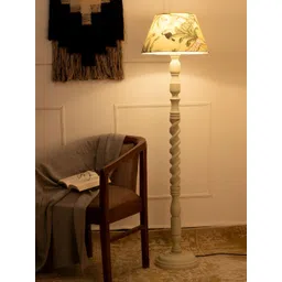 green girgit Olive & Brown Printed Wooden Frustum Shaped Floor Lamp-picture-18