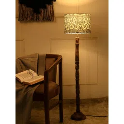 green girgit White & Brown Printed Wooden Floor Lamp-picture-38