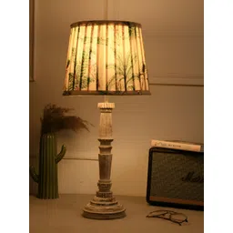 green girgit White Printed Wood Triangle Table Lamp-picture-23