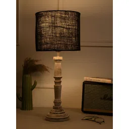 green girgit White Wood Quirky Cylindrical Shaped Table Lamp image 1