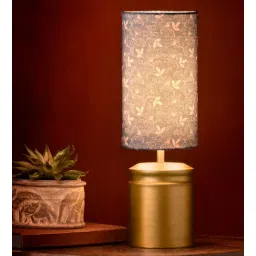 Metal Golden Table Lamp With Floral Vines Print Shade by Green Girgit-image-19