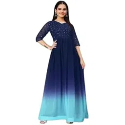 Green India Fashion Present Fancy Gown with Colorblock Design for Great Women and Beautiful Girl-RENUKA1-picture-34