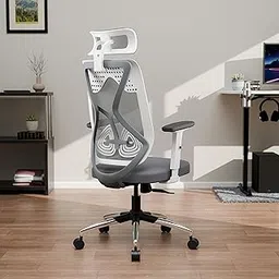 Green Soul Zodiac Lite | Office Chair|Flybird Ergonomic Design|1D Adjustable Armrests|Synchro Tilt Lock Mechanism|Adjustable Lumbar Support |Mesh Fabric |No Seat Slider (White & Grey)-image-16