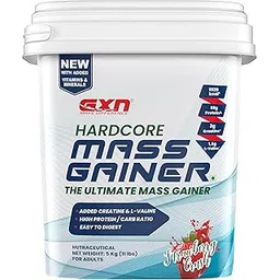 greenex nutrition GXN Hardcore Mass Gainer 5kg | With Vitamins & Minerals | Strawberry Crush | Added Creatine & Digestive Enzymes | 67 Servings-picture-25