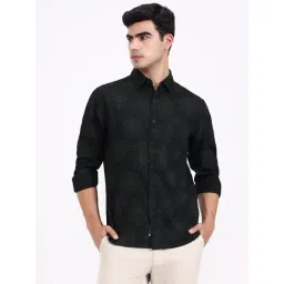 Greenfibre Black Cotton Slim Fit Printed Shirt-picture-32