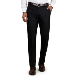 Greenfibre Black Rayon Slim Fit Checked Trouser-picture-12