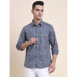 Greenfibre Blue Cotton Printed Regular Fit Shirt-picture-20