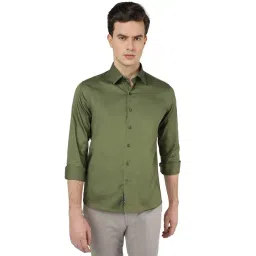 Greenfibre Comfrey Green Cotton Slim Fit Shirt-picture-13