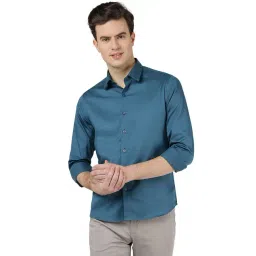 Greenfibre Lyons Blue Cotton Slim Fit Shirt-picture-32
