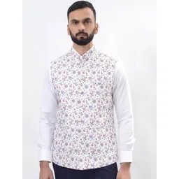 Greenfibre Men Floral Woollen Open Front Jacket-picture-17