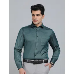 Greenfibre Men Slim Fit Spread Collar Textured Cotton Formal Shirt-picture-30