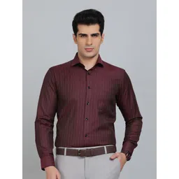 Greenfibre Men Slim Fit Spread Collar Vertical Striped Cotton Formal Shirt-picture-25