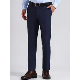 Greenfibre Men Solid Slim Fit Mid-Rise Formal Trousers-picture-30