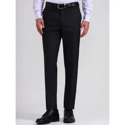 Greenfibre Men Solid Slim Fit Mid-Rise Plain Flat Front Formal Trousers-picture-25