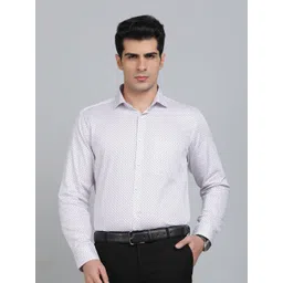 Greenfibre Men Spread Collar Geometric Printed Cotton Formal Shirt-picture-22