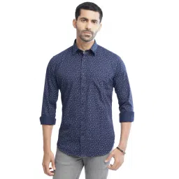 Greenfibre Navy Cotton Regular Fit Printed Shirt-picture-41