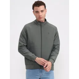 Greenfibre Olive Green Slim Fit Solid Jacket-picture-17