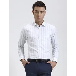 Greenfibre White Slim Fit Striped Formal Shirt-picture-43