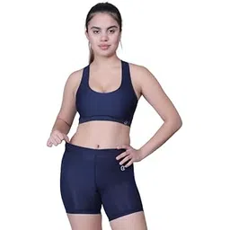 greenzo GZ Fashion Women Activewear Combo | Stretchable Sports Bra & High-Rise Gym Shorts Set for Yoga, Workout, Running & Daily Fitness (Navy Blue)-picture-55