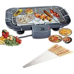 GREEVA Electric Barbeque Stove with Chrome Steel Smokeless Electric Barbecue Grill and Oven, 2000w, 47 X 30 X 10 cm, with BBQ sticks- 12-picture-20