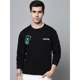 GRIFFEL Men Black Fleece Printed Sweatshirt-picture-14