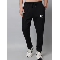 GRIFFEL Men Black Solid Cotton Track Pants-picture-21