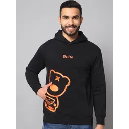 GRIFFEL Men Printed Hooded Fleece Sweatshirt-picture-35
