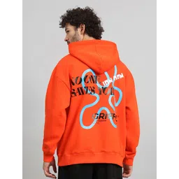 GRIFFEL Men Typography Printed Hood Fleece Pullover Sweatshirt-picture-35