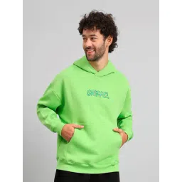 GRIFFEL Parrot Green Loose Fit Graphic Print Oversized Hooded Sweatshirt-picture-22