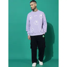 GRIFFEL Pure Cotton Graphic Printed Round Neck Tracksuit-picture-31