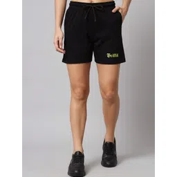 GRIFFEL Women Black Loose Fit Cotton Sports Shorts-picture-25