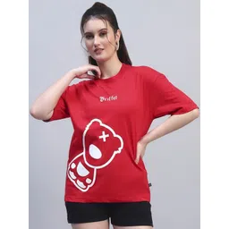 GRIFFEL Women Graphic Printed Drop-Shoulder Sleeves T-shirt-picture-18