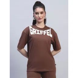GRIFFEL Women Graphic Printed Drop-Shoulder Sleeves Ultralite Regular T-shirt-picture-12