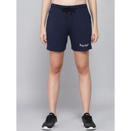 GRIFFEL Women Navy Blue Loose Fit Cotton Sports Shorts-picture-29