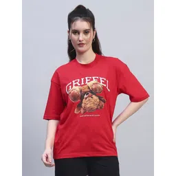 GRIFFEL Women Printed Drop-Shoulder Sleeves Ultralite T-shirt-picture-11