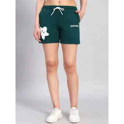 GRIFFEL Women Typography Printed Cotton Loose Fit High-Rise Above Knee Sports Shorts-picture-32