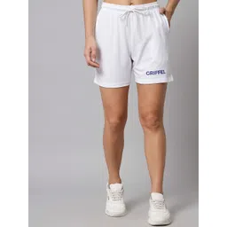 GRIFFEL Women White Loose Fit Cotton Sports Shorts-picture-24
